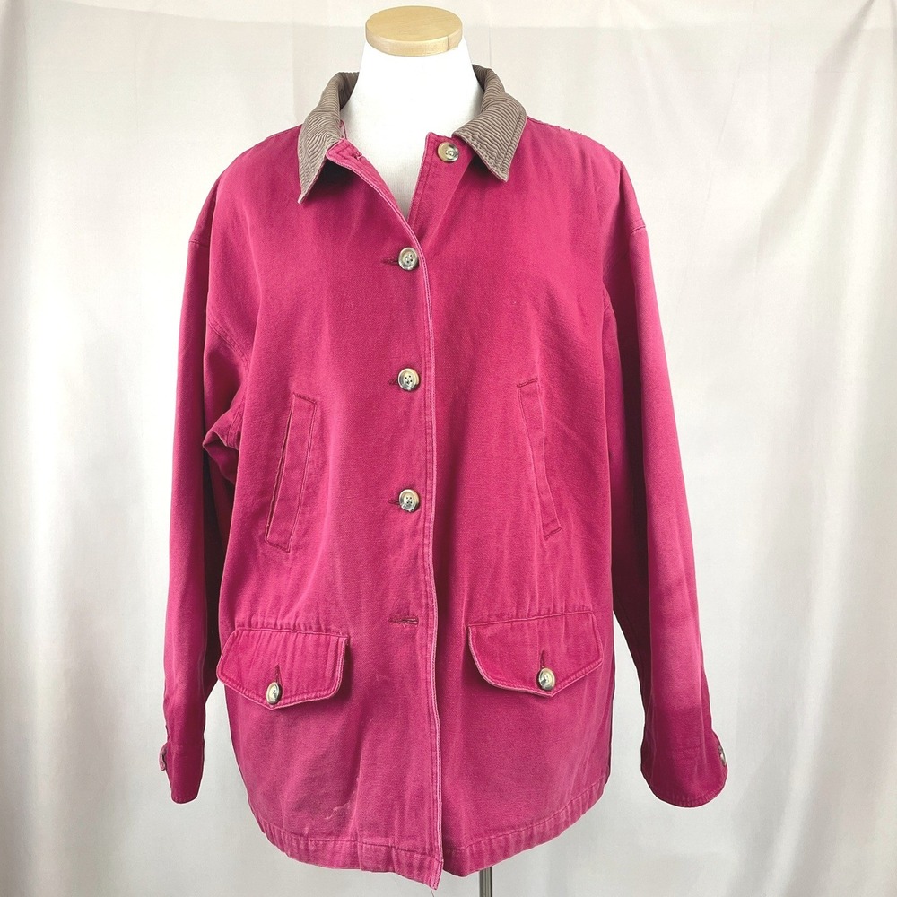 Vintage 90s Chore Barn Jacket (L) Red Cotton Gorpcore Cabin‎ Normcore Distressed